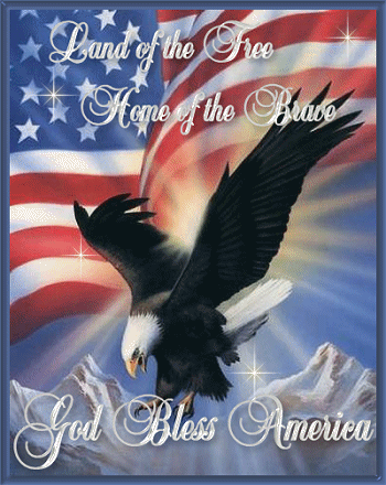 A poster featuring an eagle with the American flag in the background.