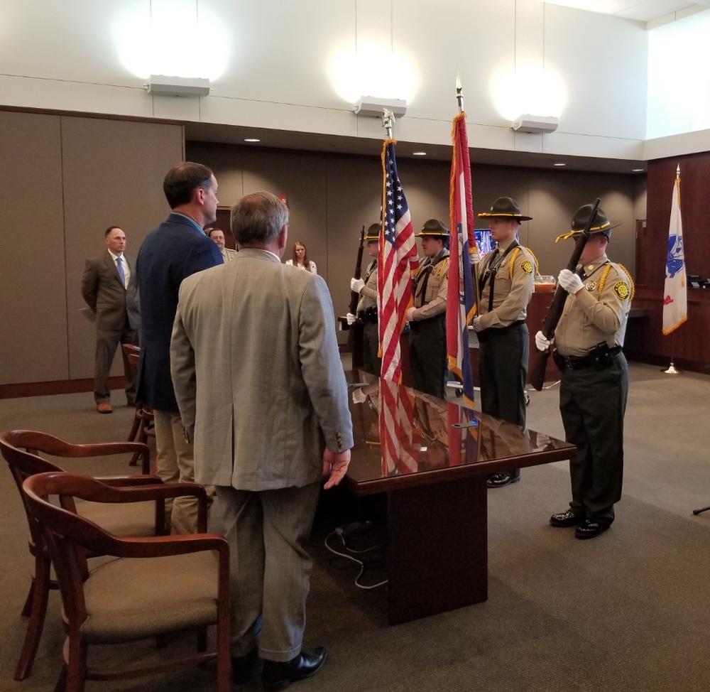 People standing inside of the Veteran's Treatment Court.